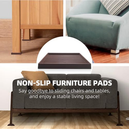 CalPalmy Non-Slip Furniture Pads - Set of 8 Brown 5x5 Square Rubber Anti-Skid Caster Cups for Couch, Chair, Bed, and Furniture Legs - Durable Floor Grip Coasters to Prevent Sliding - size: 5" x 5"