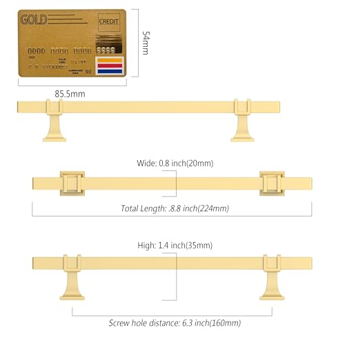 Amerdeco 10 Pack Brushed Gold Cabinet Pulls 6.3 Inch(160mm) Hole Center Drawer Pulls Cabinet Hardware Kitchen Cabinet Handles for Bathroom ZH0067 - color: Brushed Gold, size: 6.3"/160MM Hole Center