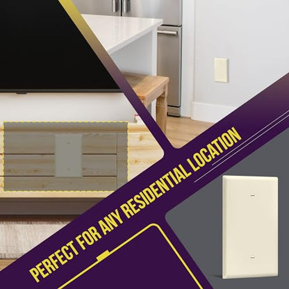ENERLITES Blank Device Wall Plate, Jumbo Blank Cover, Gloss Finish, Oversized 1-Gang 5.5" x 3.5", Polycarbonate Thermoplastic, 8801O-LA, Light Almond - color: Light Almond, size: Over-Size