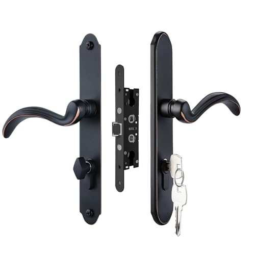 HauSun Storm Door Handle Set Replacement Kit with 2 Point Mortise Lock and Key,Security Door Keyed Lever Handle Fits for Pella or Larson Storm Door (Oil Rubbed Bronze) - color: Oil Rubbed Bronze