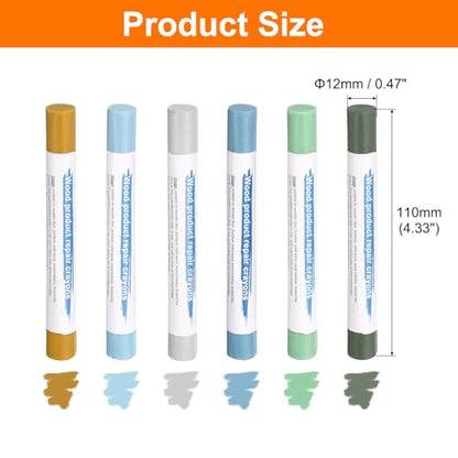 HARFINGTON Wood Filler Sticks 6 Colors Wooden Wax Touch Up Furniture Repair Crayons for Light Blue, Turquoise, Light Avocado, Dark Blue, Earth Yellow, Light Blue - color: Soft Blue Series