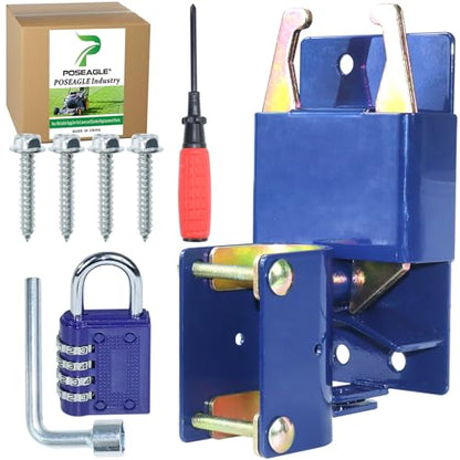 Blue S16100100 Two Way Lockable Gate Latch with Hardware, 4-Digit Combination Lock, L Hex Socket Wrench and a 2 inch Philip Screwdriver for Metal Gates with 1-5/8" to 2" Diameter Round Tubes - color: A03 1xLockable Gate Latch for 1-5/8" to 2" Tubes