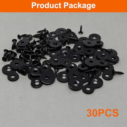 30 PCS Figure 8 Fastener with Screws, Heavy Duty Table Top Fasteners Hardware, Desk Top Fastener for Wood Chair Table Top Repair, Black - color: Black