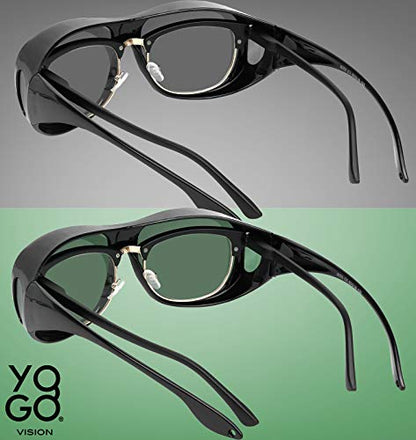 Fit Over Wrap Sunglasses Polarized Lens Wear Over Eyeglasses 100% UV Protection for Men and Women - color: Smoke Lens and G15 Lens