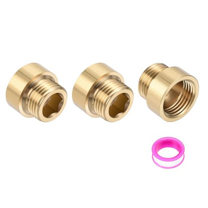 Shower Head Extension Arm, Brass G1/2 Male to Female Thread 25mm/0.98" Length Extender Pipe Fitting Nipple for Showers, Faucets, and Plumbing with PTFE Thread Seal Tape 3 Pack - size: 25mm/0.98"