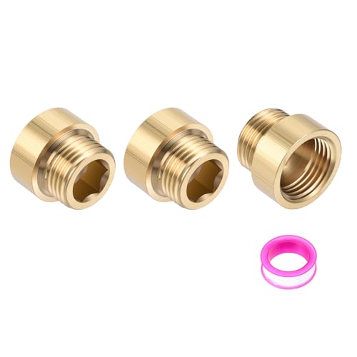 Shower Head Extension Arm, Brass G1/2 Male to Female Thread 25mm/0.98" Length Extender Pipe Fitting Nipple for Showers, Faucets, and Plumbing with PTFE Thread Seal Tape 3 Pack - size: 25mm/0.98"