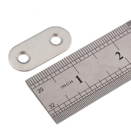 Woogim 40PCS Flat Straight Brace Stainless Steel Flat Plate Straight Brackets Furniture Repair Connecting Plate for Bookshelf, Table and Chair Repair,1.41"*0.62"/36 * 16mm-2 Holes Screws Included