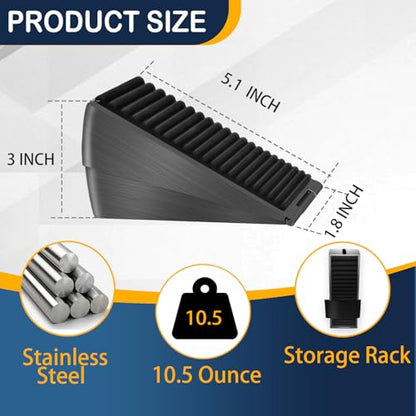 Strongest Door Stopper for Bottom of Door, Heavy Duty Door Stop Wedge Made of Premium Quality Zinc and Rubber Suits Any Heavy Door Any Smooth Floor - size: Black-Adjustable