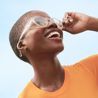 Stoggles Round Z87.1 Certified Polycarbonate Safety Glasses, Scratch & Shatter-Proof, Blue-Light & UV Blocking Lens, Top & Side Shields, Anti-Fog Dip Coated, Durable, Protective & Stylish Eyewear - color: Denim