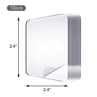 Medsuo 10pcs 2.4" Clear Double Sided Adhesive Pads for Mounting Waterproof Double Sided Sticker Super Strong Heavy Duty Washable Sticky Patch Walls Hanging Nano Gel for DIY Craft Home Office