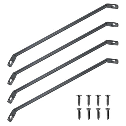 4PCS Black Reinforced Legs Bracket Mounting Iron Plate Support Brace to Triangle Table Leg Adapter Connector for Wooden Computer Desk Coffee Dining Tables Bed Furniture with Screws