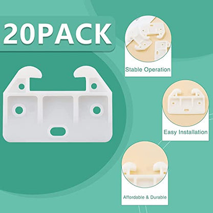 Litoexpe 20 Pieces Plastic Drawer Guides Drawer Track Parts with Screws, Drawer Replacement Guides Brackets for Furniture, Hutches, Dressers, Wardrobe - size: 58×41×29mm - 20 Pcs