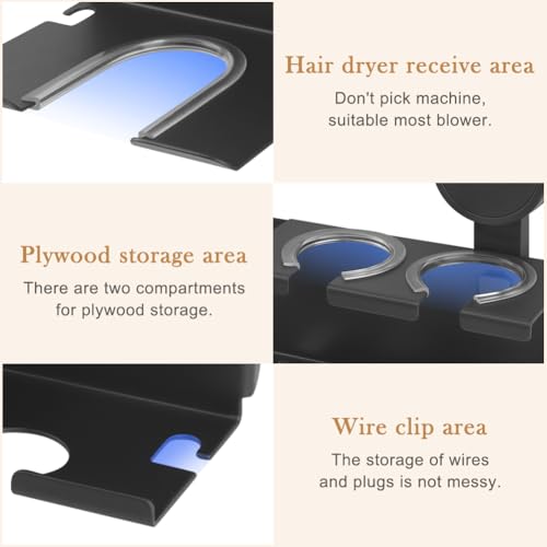 Hair Dryer Holder, Bathroom Hair Accessories Tools Organizer Wall Mounted, Blow Dryer Hanger for Curling Iron, Straightener(Grey)