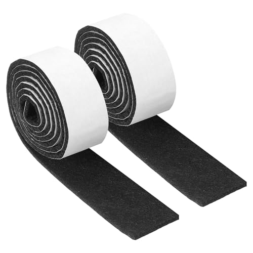 uxcell Felt Strips with Adhesive Backing, 2 Rolls 1" x 40" x 0.12" Anti Scratch Furniture Felt Tapes Self-Stick Pads for Protecting Hardwood Floor, Black - color: Black, size: 1"x40"x0.12"