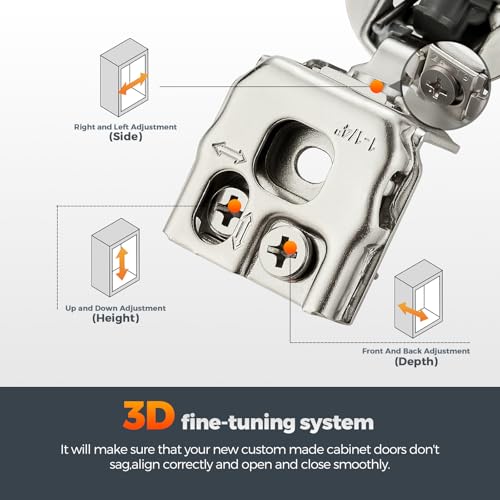 10 Pack (5 Pairs) 1-1/4" Overlay Soft Close Cabinet Hinges, Satin Nickel Stainless Steel Concealed Hinges with 3D Self-Closing for Face Frame Doors & Kitchens - size: 1-1/4 inch Overlay