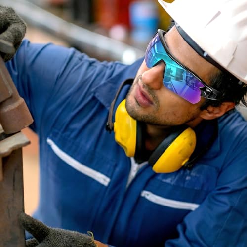 OXG 6 Pack Safety Glasses for Men Women, ANSI Z87.1 Work Glasses Anti Scratch Protective Eyewear with UV400 Protection - color: Tinted