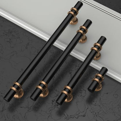 Asidrama 10 Pack 3.75 Inch(96mm) Champagne Bronze and Matte Black Kitchen Cabinet Handles, Cabinet Pulls Kitchen Cabinet Hardware Cupboard Handles Drawer Pulls - color: Black-Champagne Bronze, size: 3.75" Hole Center, style: 10 Pack