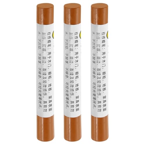 uxcell Furniture Repair Crayons, 3Pcs - Wood Wax Filler Stick, Furniture Markers Touch Up - for Scratches Holes Tables Desks Wooden Floors Cover Ups, Impression Brown - color: Impression Brown