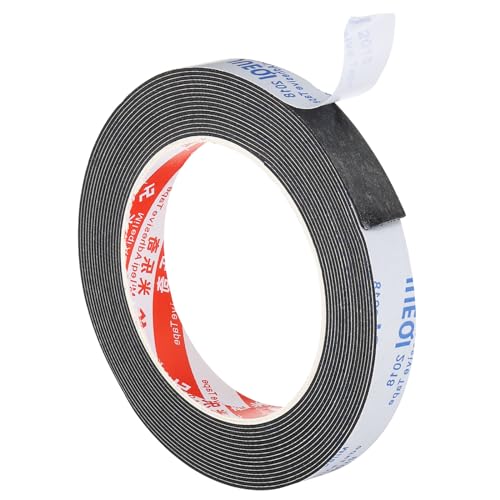 PATIKIL 5m/16.4ft Sealing Foam Tape, 15mm Wide 1mm Thick Single Sided Weather Stripping Door Furniture Seal Strip for Window Pipes Insulation, Black - color: Black, size: 5m*15mm*1mm
