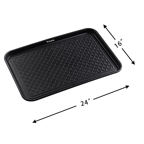 All Weather Boot Tray, 2 Pack Water Resistant Plastic, Multi-Purpose for Shoes, Pet Feeding Trays, Garden-Mudroom Entryway, Garage, Indoor or Outdoor - Medium, 24"x16" - (Black) - style: 2 pack - 24 x 16