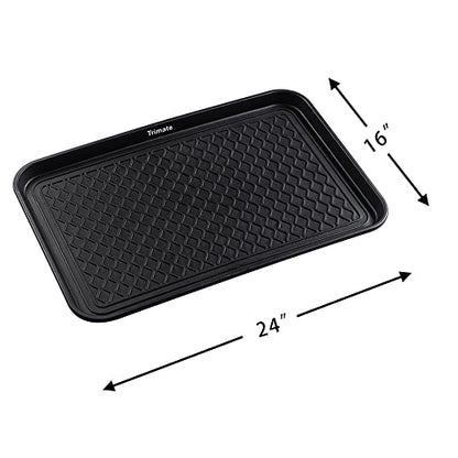 All Weather Boot Tray, 2 Pack Water Resistant Plastic, Multi-Purpose for Shoes, Pet Feeding Trays, Garden-Mudroom Entryway, Garage, Indoor or Outdoor - Medium, 24"x16" - (Black) - style: 2 pack - 24 x 16