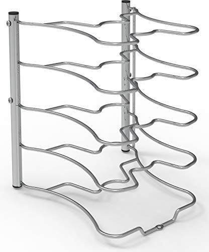 Simple Houseware Cabinet Pantry Pot and Pan Organizer Holder Rack, Chrome - color: Chrome