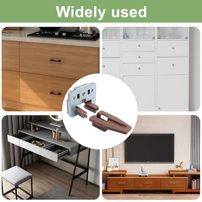 10 Sets Square Drawer Track Guide and Glides - Universal Replacement Parts - Heavy Duty Metal & Plastic Drawer Slides Repair Kit (with Metal Iron Sleeves)