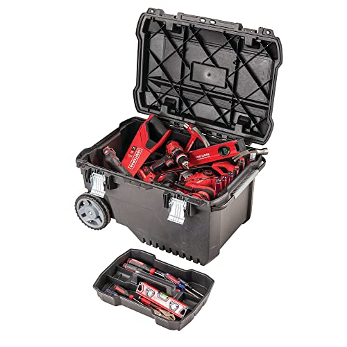 CRAFTSMAN 29-in. Rolling Tool Box with Wheels, Black, Plastic, Lockable (CMST24800) - style: 24 gallon Chest