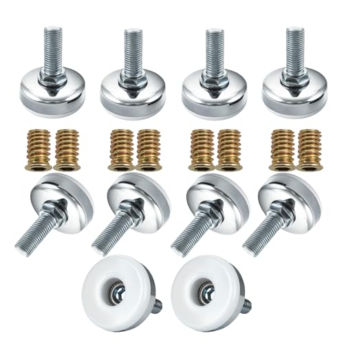 10pcs Adjustable Leveling Feet M10x20mm Heavy Duty Furniture Levelers,Nylon Stainless Steel Adjustable Table Feet for Chairs Cabinets Sofa Workbenches and Furniture Legs - color: White-stainless, size: M10X20mm