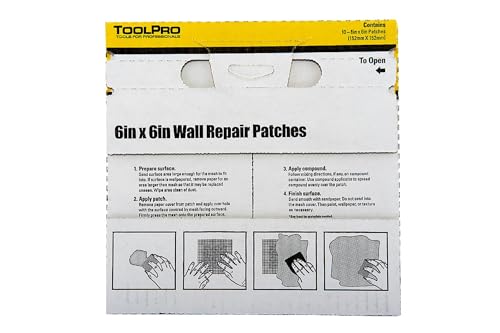 TOOLPRO Professional Grade Drywall Repair Patch, 10 Pack (6 inch x 6 inch) - size: 6 inch x 6 inch