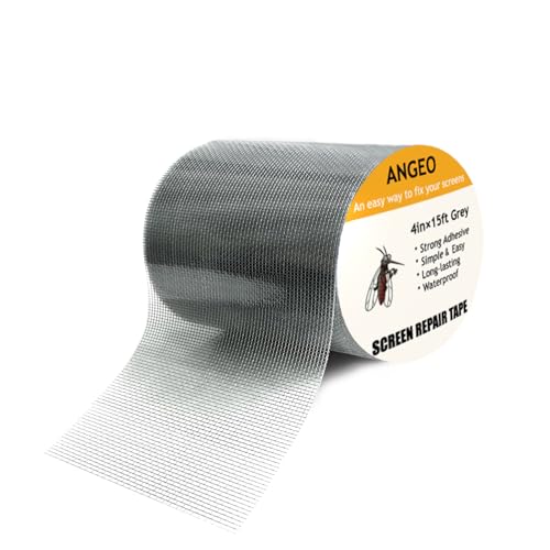 Fiberglass Window Repair Tape 4in X 15FT, Waterproof Screen Repair Kit for Mesh Screens, Instantly Covers Holes and Tears (Gray)