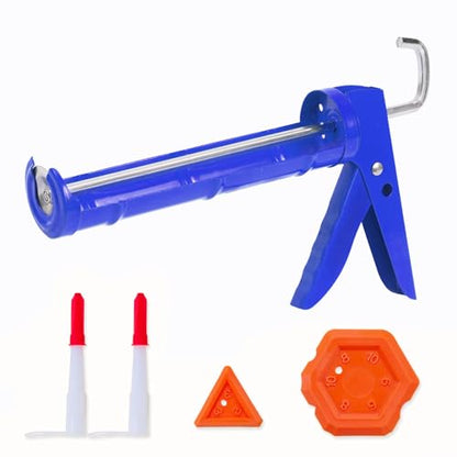 Holothurian Caulking Gun, Caulk Gun No Drip,Sealant Finishing Tool Grout Scraper for Kitchen Bathroom Window Sink Joint, 1/10 Gallon Cartridge, 10:1 Thrust Ratio, Blue - color: Blue