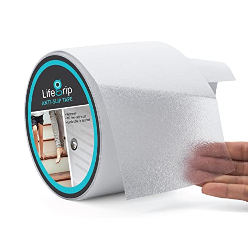 LifeGrip Anti Slip Transparent Anti Slip Tape, 4 inch by 30 feet, Non-Slip Traction Grip Tape to Tubs, Boats, Stairs, Clear, Soft, Comfortable for Bare feet (4" X 30') - color: Clear, size: 4" X 30'
