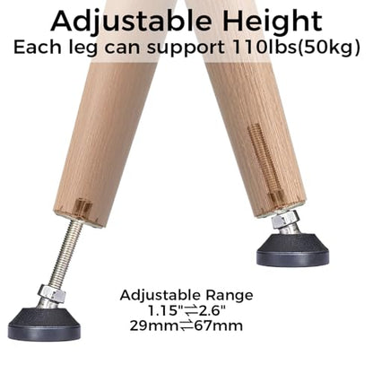 Adjustable Furniture Leg Levelers with Self-Tapping Screws, 1.25"-4" Height Range, 132 lbs Capacity per Leg (M8,3 Height,1.54" Diameter) - size: M8,3" Height,1.54" Diameter