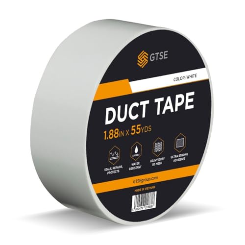 GTSE White Duct Tape, 2 Inches x 55 Yards (164 ft), Heavy Duty, Waterproof Repair Tape for Indoor or Outdoor Use, 1 Roll - color: White, size: 2" x 55 yards