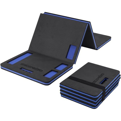 1.1" Foldable Kneeling Pad, Large Supportive Mechanic Mat with Storage Strap & Tool Tray, Extra Thick Comfortable Foam Knee Pad for Gardening, Garage, Workshop Repairing, 47.2"x15.7" - size: 47.2in-3-Fold
