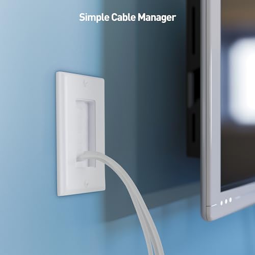 Cable Matters 2-Pack 1-Gang Wall Cable Pass Through, Brush Wall Plate with Bracket, InWall Cable Management Solution for Home and Office, White