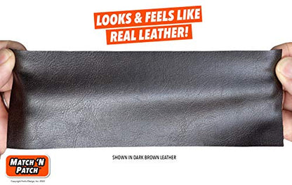MATCH 'N PATCH Leather Repair Tape - Dark Brown (3x72 Inch) Realistic Faux Leather Patches for Couch, Sofa, Upholstery, Car Seats & Other Furniture, Vinyl Repair Kit, Strong Self Adhesive Patch - color: Dark Brown