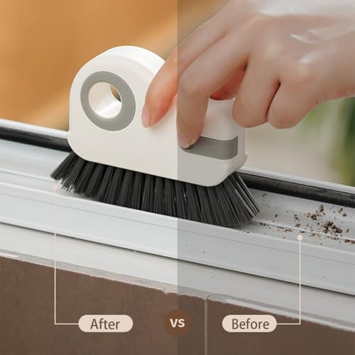 Window Track Cleaning Brush with Hidden Scraper for Sliding Door and Window Tracks, Shutters, Kitchen Sink Cleaning - color: Gray