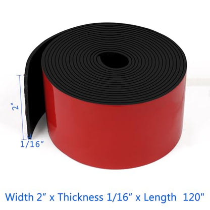 HooTown Adhesive Solid Rubber Strips, 2” Wide x 1/16" Thick x 120" Long Self Neoprene Rubber Sheets Rolls with Adhesive Backing for DIY Gaskets, Pads, Sealing, Liner, Weather Striping, Seals, Red - color: 1/16" Thick Adhesive, size: 2” W x 120" L