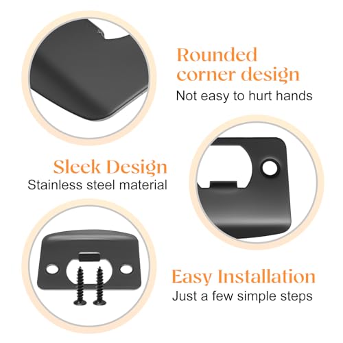EATAKWARD 12 PCS Stainless Steel Deadbolt Covers Door Reinforcement Kit, Door Strike Plate, Black Deadbolt Strike Plate for Residential and Commercial Use (Rounded Corners) - style: Rounded Corners