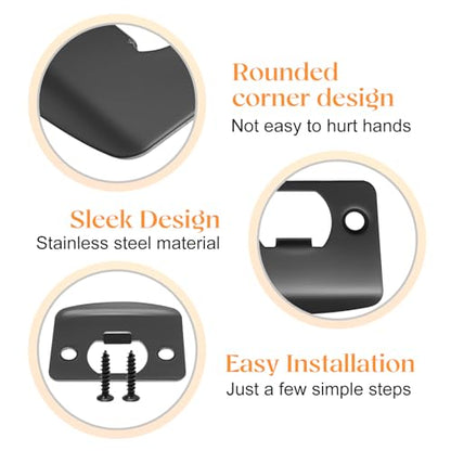 EATAKWARD 12 PCS Stainless Steel Deadbolt Covers Door Reinforcement Kit, Door Strike Plate, Black Deadbolt Strike Plate for Residential and Commercial Use (Rounded Corners) - style: Rounded Corners