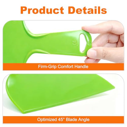 Putty Scraper 10" 3-Pack, Flexible Plastic Knife for Taping Drywall & Wall Repair, Value Pack Spreader for Spackling & Compound, Reusable & Easy Clean, Green