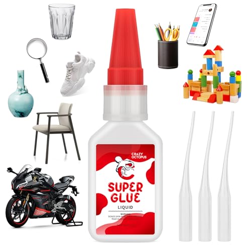 Super Glue, 20g Quick-Dry Strong Adhesive for Plastic, Metal, Wood, Leather, Shoe, Rubber, Glass, Fast Bonding Multi-Purpose Clear Glue for Home Repairs, DIY Crafts - color: 20g