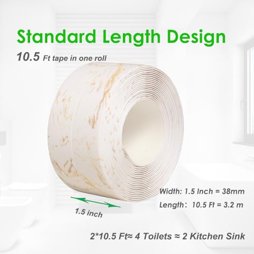 Kitchen & Bath Tape Caulk Strip 10.5 Ft *1.5 Inch Self Adhesive Waterproof Caulking Sealing Tape, Decorative Sealant Trim for Kitchen Sink Toilet Bathroom Shower and Bathtub 2PCS - style: Crack 3.2M*2