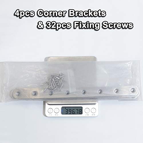 4 pcs 245mm / 9.7" Length 8 Hole Stainless Steel Straight Corner Brackets Flat Fixing Mending Brace Plates with Fixing Screws