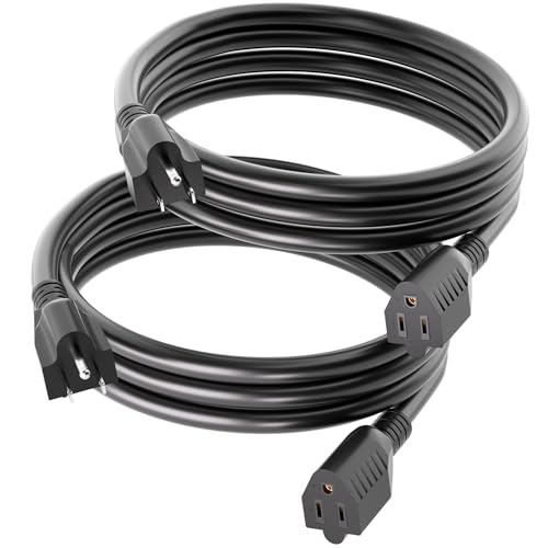 POWGRN 6 FT（2 Pack） 16/3 Black Indoor Outdoor Extension Cord Waterproof, 3 Prong Flexblie SJTW Cold Weatherproof -50°C Appliance Extension Cord 13 AMP 1625W 16AWG Electric Cable - size: 6ft-2pc