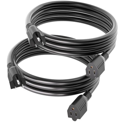 POWGRN 6 FT（2 Pack） 16/3 Black Indoor Outdoor Extension Cord Waterproof, 3 Prong Flexblie SJTW Cold Weatherproof -50°C Appliance Extension Cord 13 AMP 1625W 16AWG Electric Cable - size: 6ft-2pc