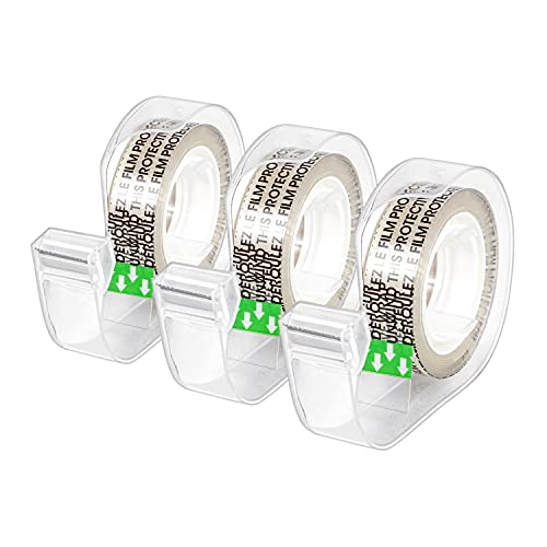 Amazon Basics Double Sided Permanent Tape with Dispenser, Narrow Width, 1/2 x 252 inches, Translucent, 3-Pack