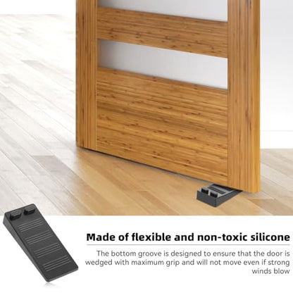 Flexible Rubber Door Stopper Wedge - Stackable Furniture Leveling Shims (4 PCS) - Black Non-Slip Non-Scratching Door Holder
